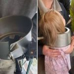 Criança de 2 anos prende cabeça em forma de bolo 