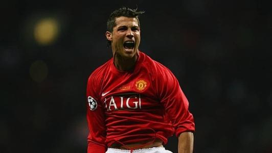 Cristiano Ronaldo durante partida pelo Manchester United em 2008