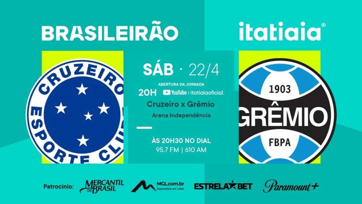 Cruzeiro x Grêmio: acompanhe o Brasileiro ao vivo na Itatiaia