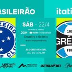 Cruzeiro x Grêmio: acompanhe o Brasileiro ao vivo na Itatiaia