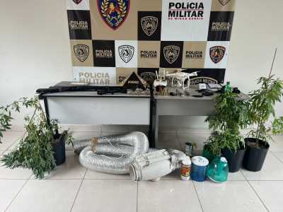 Materiais ligados ao cultivo de maconha foram apreendidos em uma estufa artesanal
