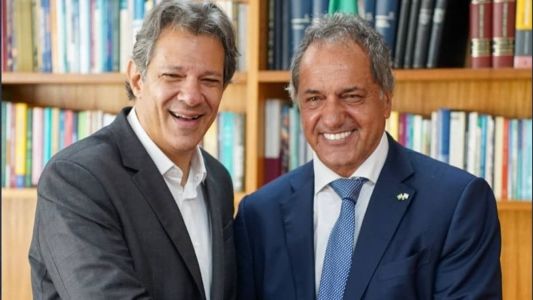 Daniel Scioli (dir.) se reuniu com Fernando Haddad (PT), em Brasília