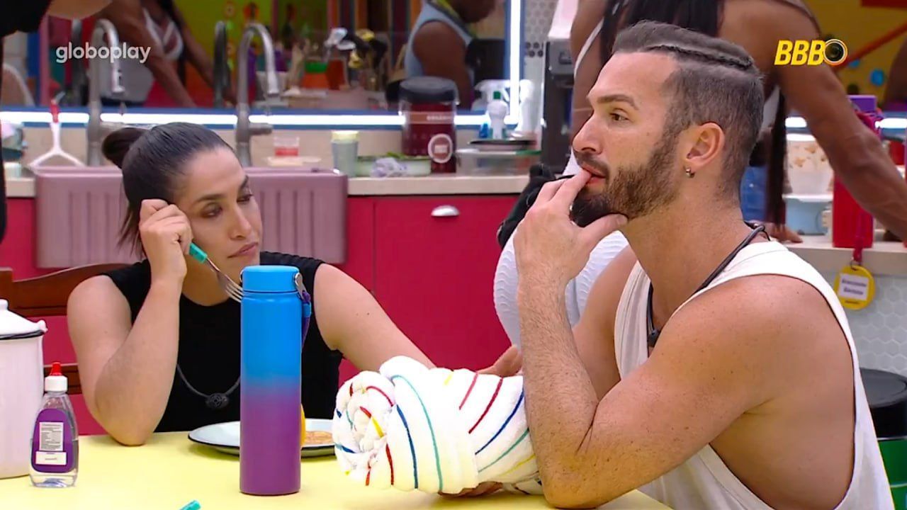 BBB 25: Daniele nota que Diego Hypolito não está bem e faz pedido ao irmão