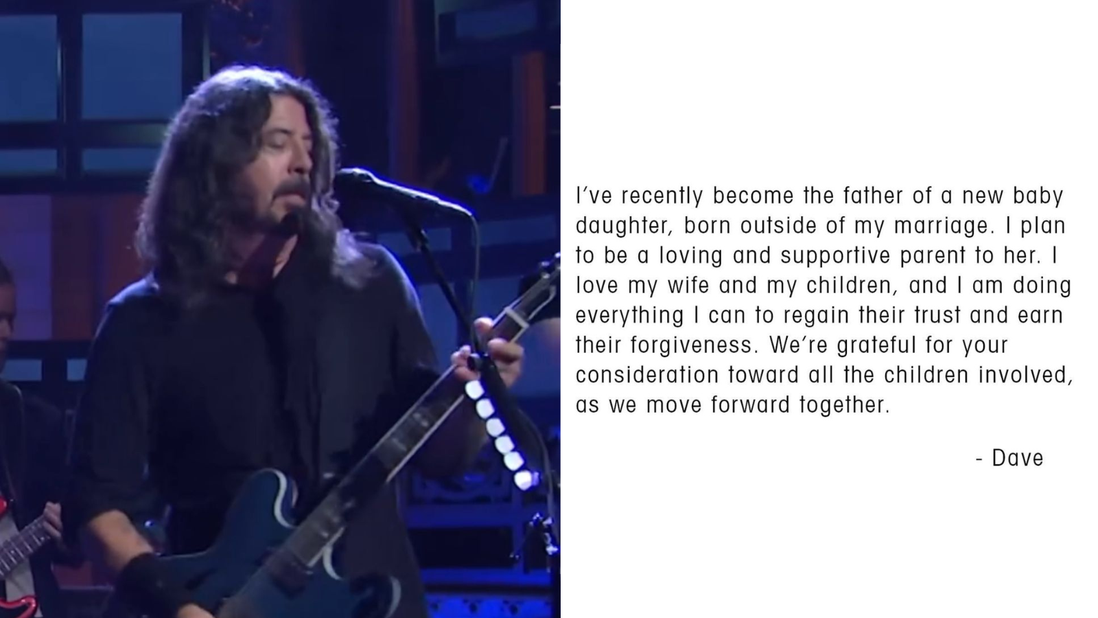 Dave Grohl, vocalista do Foo Fighters, revela relação extraconjugal e pede perdão à esposa