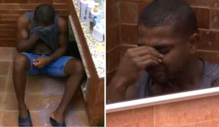Foto mostra Davi chorando no banheiro