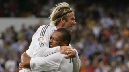 David Beckham (esq) e Júlio Baptista (dir) no Real Madrid
