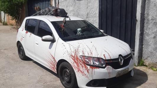 Decoração de Halloween foi criada pelo motorista de aplicativo, Yuri Carvalho, de 29 anos