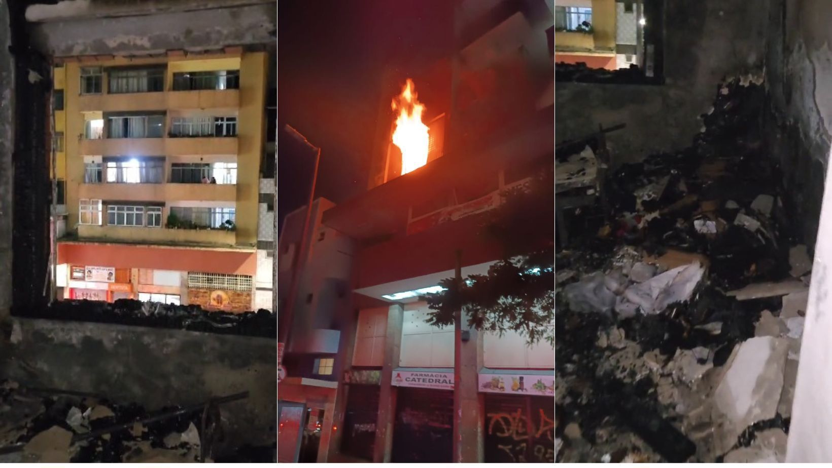 Defesa Civil isola temporariamente segundo andar de prédio que pegou fogo no Centro de BH