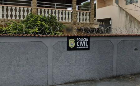 Foto mostra fachada da Delegacia de Homicídios de Santa Luzia, na região metropolitana de Belo Horizonte