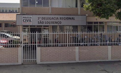 Foto mostra fachada da Delegacia Regional de São Lourenço, no Sul de Minas