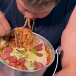 Vídeo: desafio paga R$ 4 mil para cliente que comer 6kg de macarrão, e seguidores marcam Corbucci