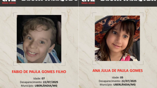 A Polícia Civil de Minas Gerais (PCMG) informou que apura o desaparecimento de duas crianças, de 5 e 7 anos, em Tupaciguara