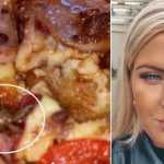Mulher encontra aranha ‘cozida’ em meio ao recheio de pizza
