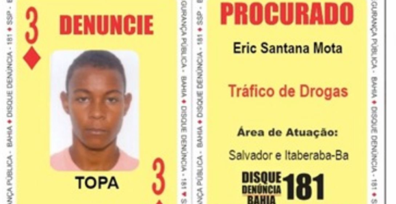 Foto do criminoso em cartaz da Polícia Civil da Bahia