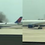 Motor de avião da Delta pega fogo no aeroporto de Orlando, nos EUA