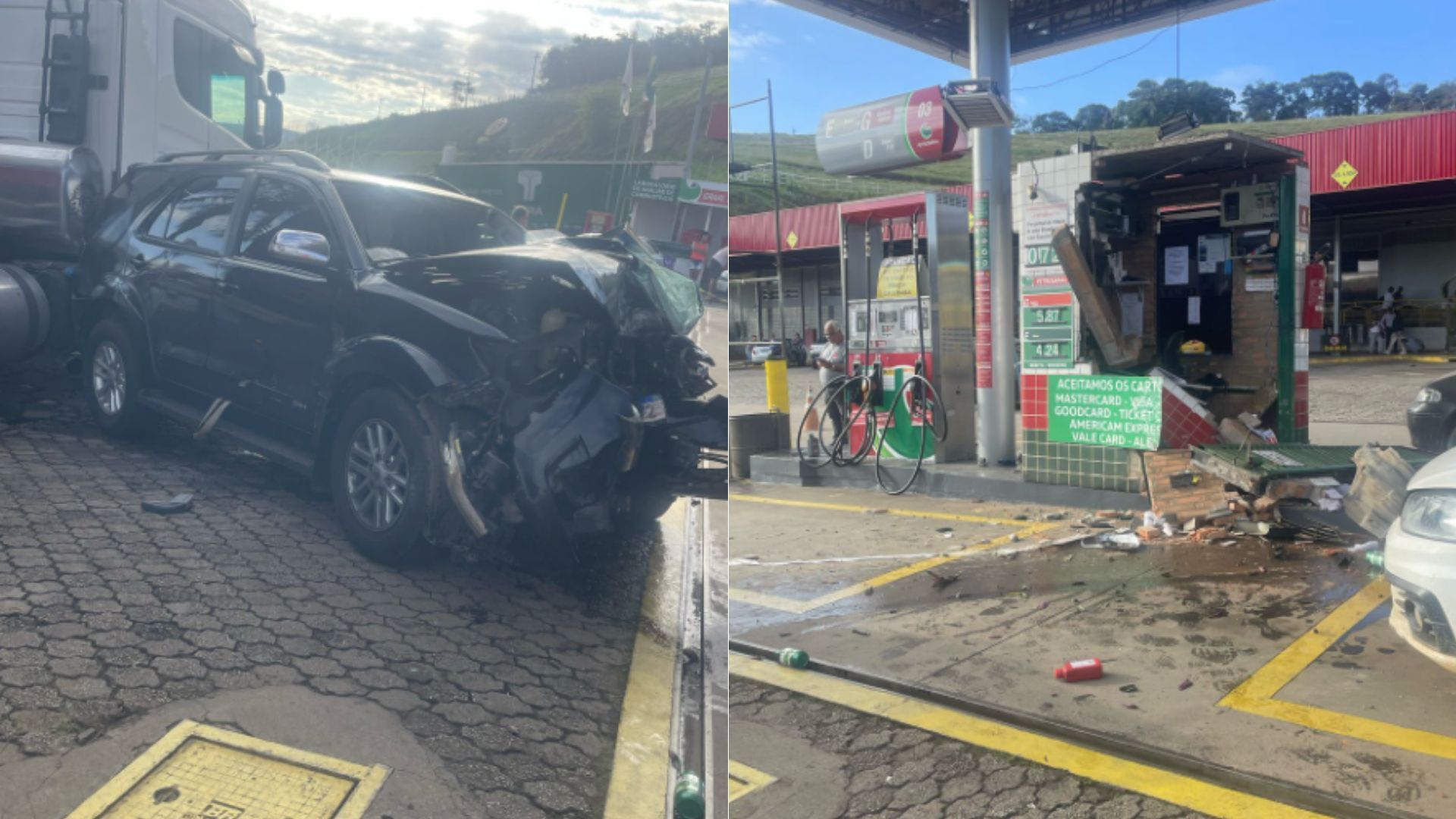 Batida em posto gasolina deixa nove feridos na BR-381, em MG