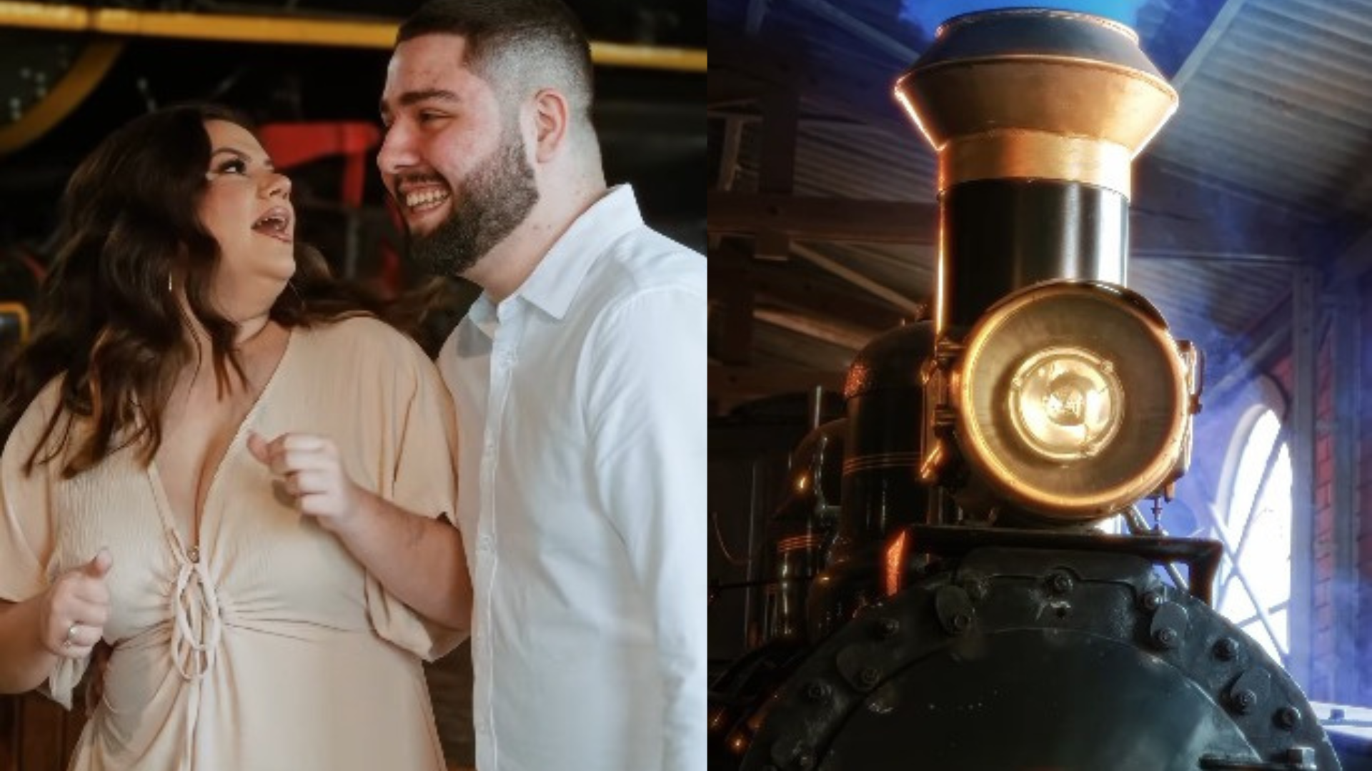 Chá revelação 'diferentão': casal utiliza Maria Fumaça para revelar o sexo do bebê
