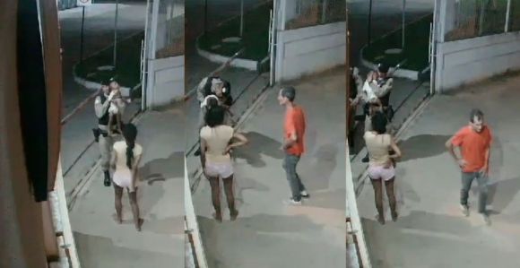 Imagens de câmera de segurança durante o resgate do bebê