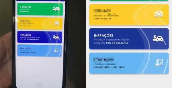 Captura de tela do aplicativo da Carteira Digital de Trânsito