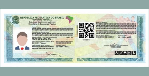 Modelo em papel da nova Carteira de Identidade Nacional