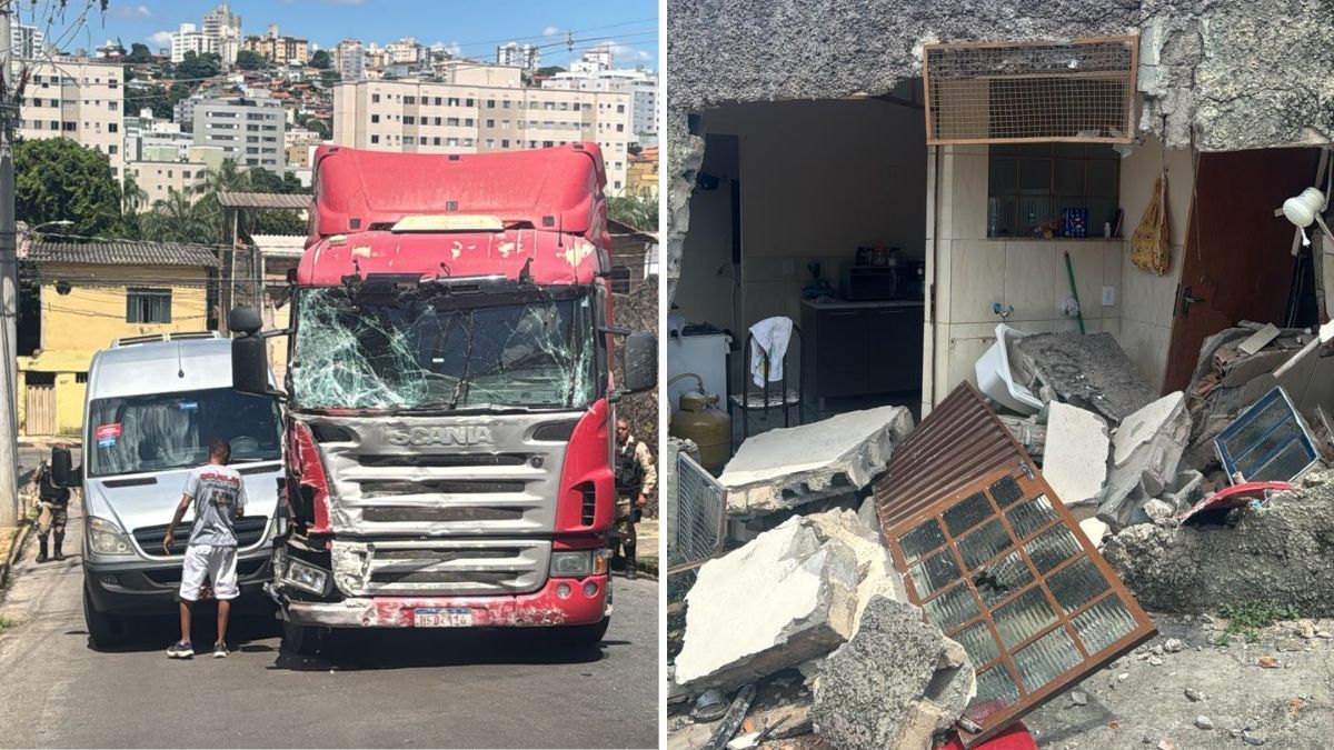Acidente entre van e carreta deixa crianças feridas e destrói casa em BH