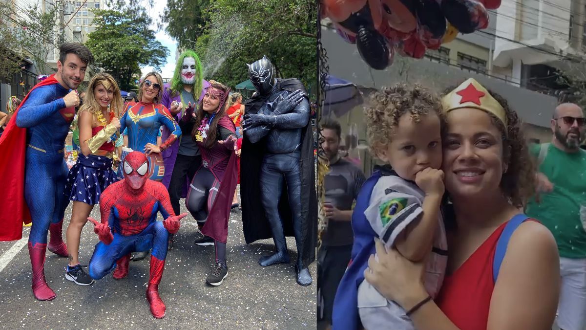 Bloco Super Heróis reúne famílias, de crianças a idosos, no Carnaval de BH