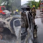 Carro pega fogo na UFJF e atinge outros dois veículos neste domingo (2)