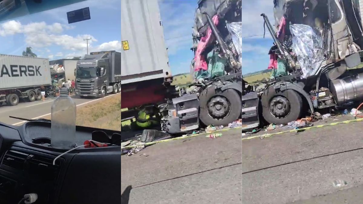 Acidente entre duas carretas deixa um morto na BR-381, no Sul de Minas