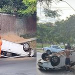 Motorista capota carro com cinco ocupantes na Pampulha, em BH