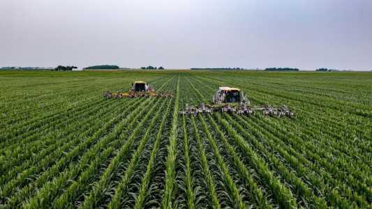 Máquinas agrícolas em plantação