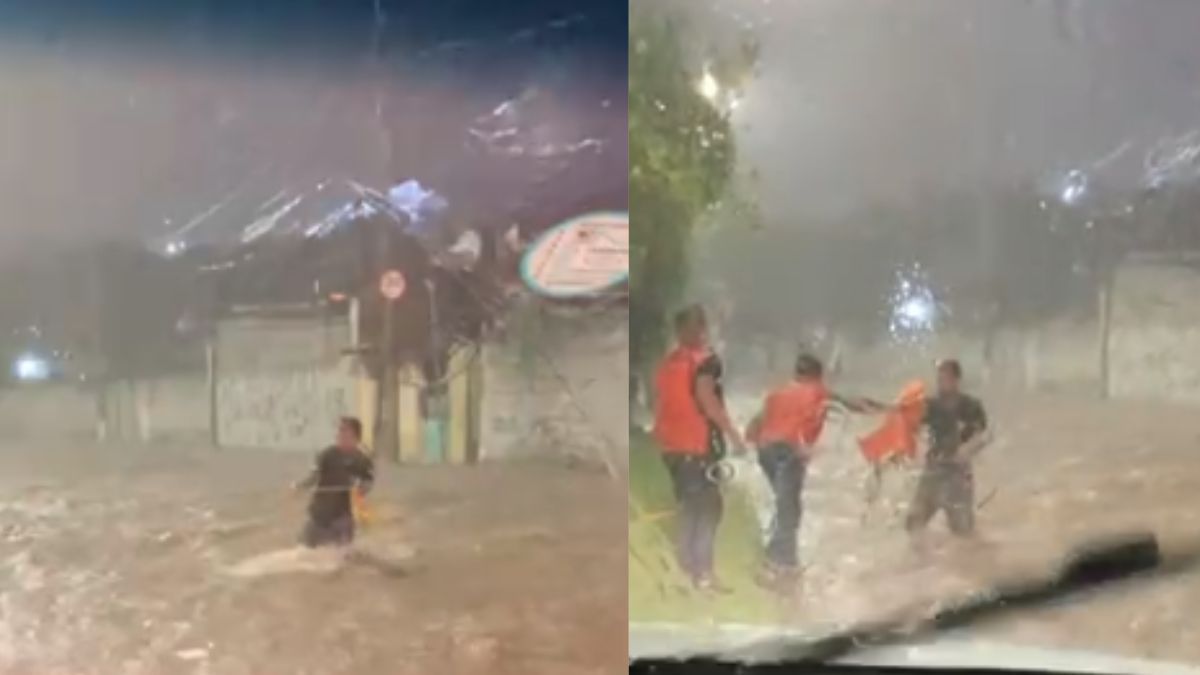 Homem é resgatado de correnteza durante forte chuva em Contagem (MG); equipe ficou ilhada