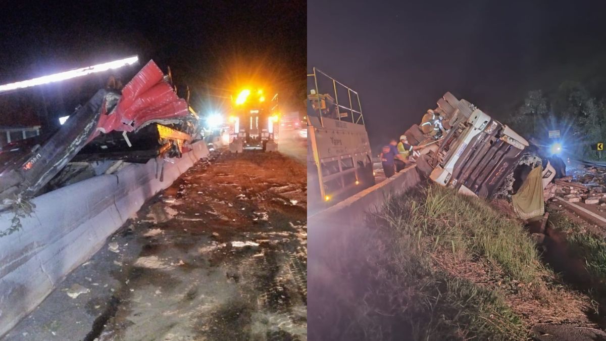 Acidente com caminhão interdita Fernão Dias, na Grande BH, neste sábado (10)