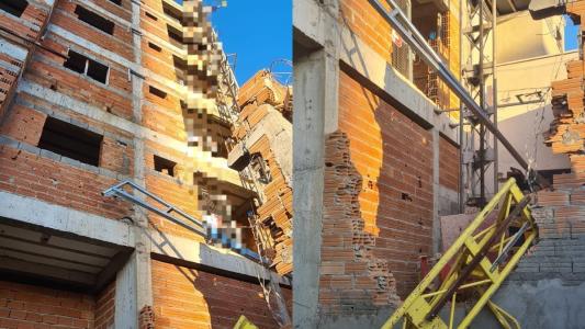 Imagens mostram estrutura do elevador caída de prédio em construção