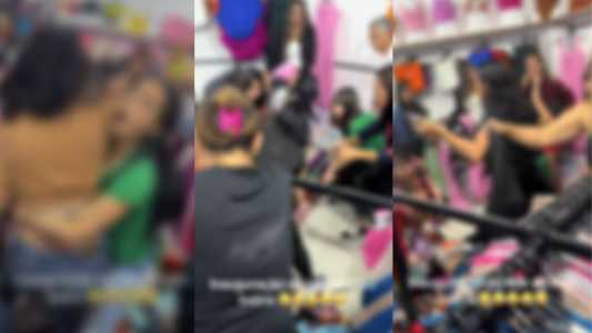 imagens mostram funcionárias da loja tentando conter a briga
