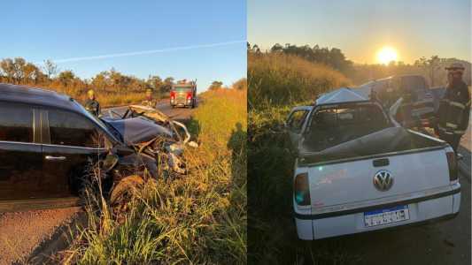 Hilux e Savero após colisão