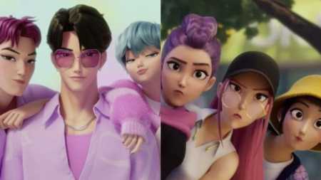 Saja Boys e Huntrix do fIlme Guerreiras do K-Pop