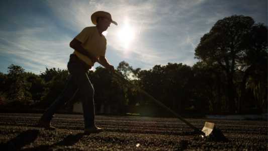 Produtor rural arando terreno