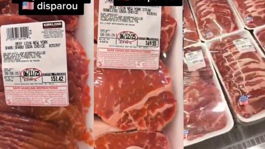 Fotos de bandejas com carne bovina em supermercado nos Estados Unidos