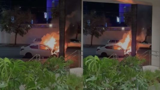 Carro pega fogo e mobiliza bombeiros na região Centro-Sul de BH