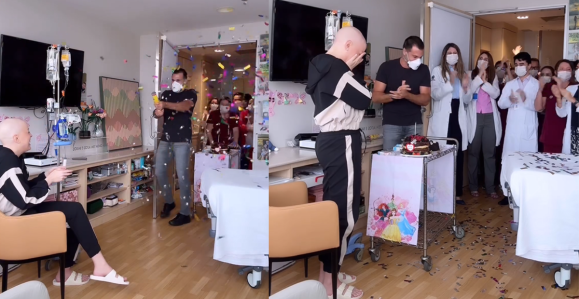 Fabiana Justus compartilha vídeo de festa no hospital após 'pega' de medula