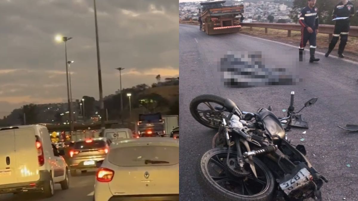 Motociclista morre em acidente com caminhão e carreta no Anel Rodoviário, em BH