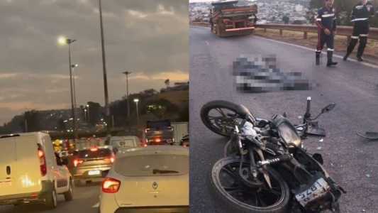 Imagens mostram trânsito congestionado no Anel Rodoviário, em Belo Horizonte