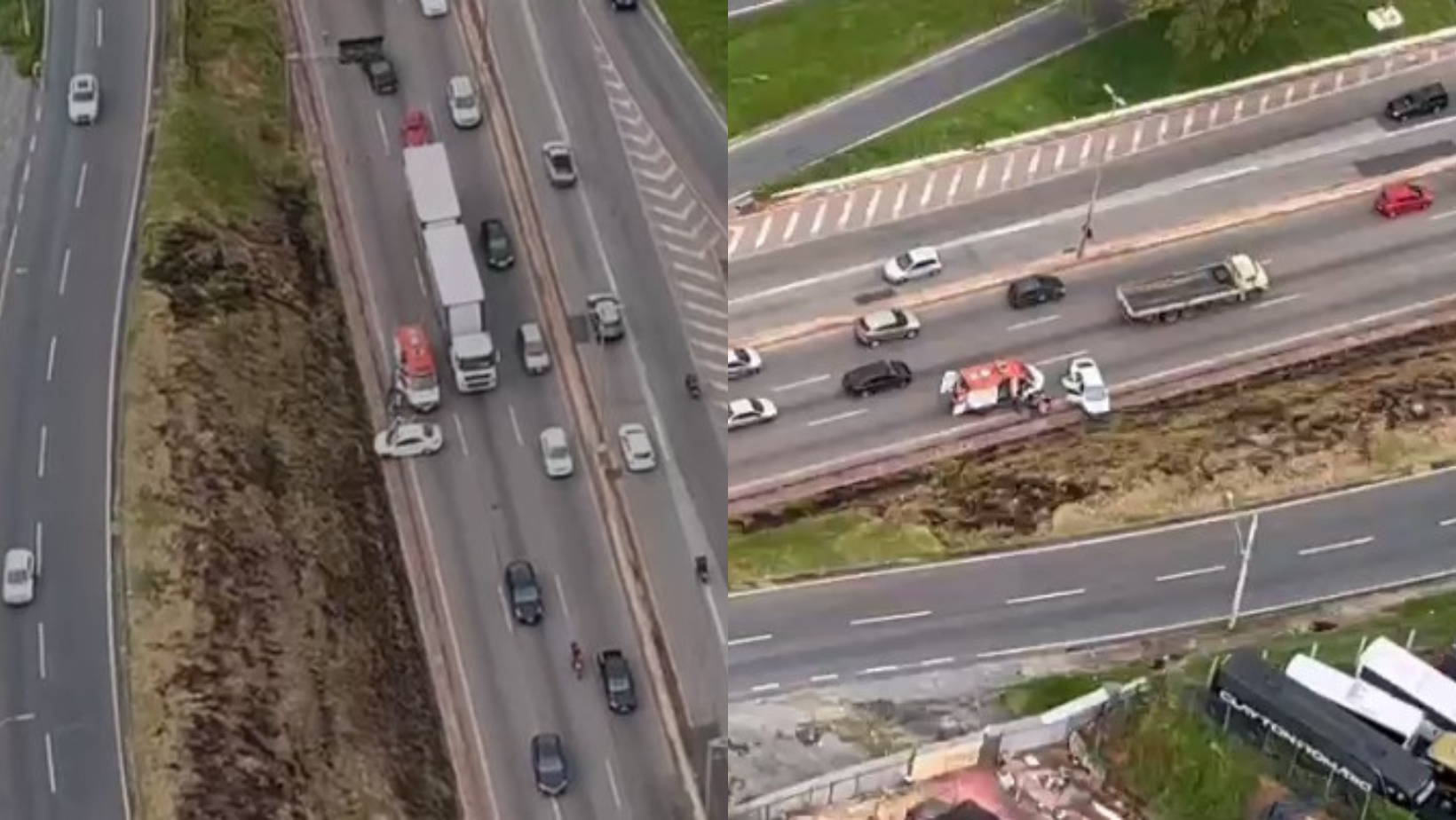 Acidente envolvendo carro gera problemas no Anel Rodoviário de BH na manhã desta quinta-feira (25)
