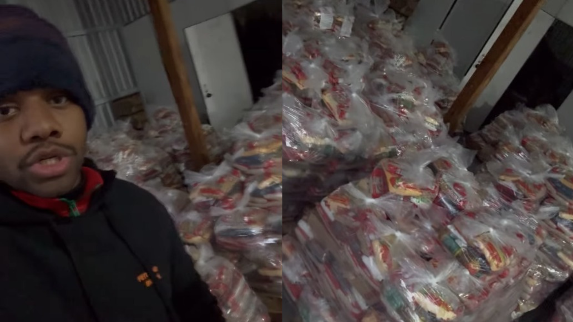 No RS, Davi mostra cestas básicas compradas com dinheiro de doações dos seguidores