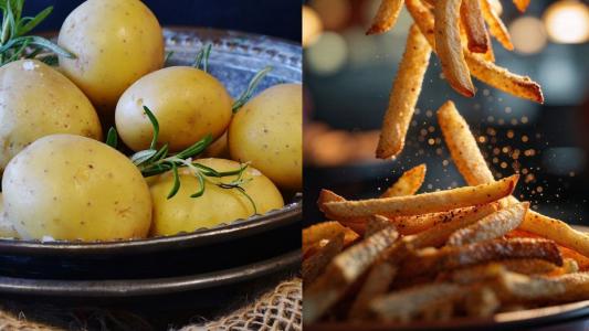 Batata cozida e batata frita