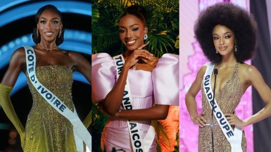 Olivia Yacé (Costa do Marfim), Bereniece Dickenson (Turks e Caicos) e Ophély Mézino (Guadalupe).