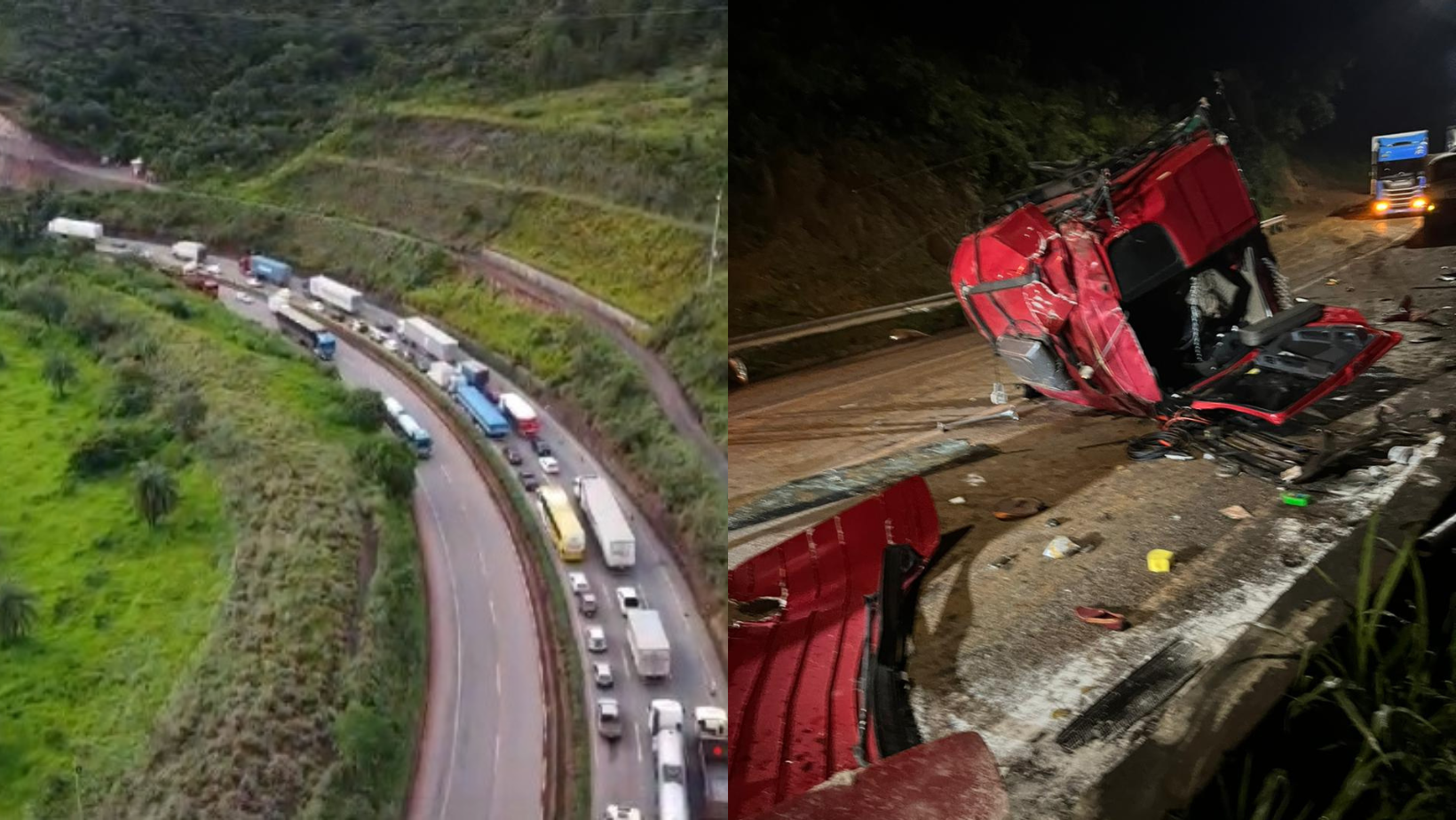 Vídeo: acidentes causam congestionamento de mais de 7km, na BR-381, na Grande BH