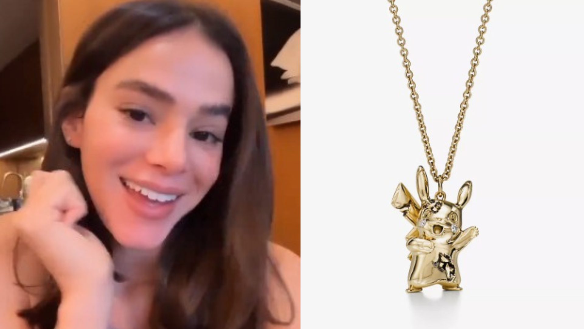 Bruna Marquezine ganha colar do Pikachu avaliado em R$ 48 mil; entenda