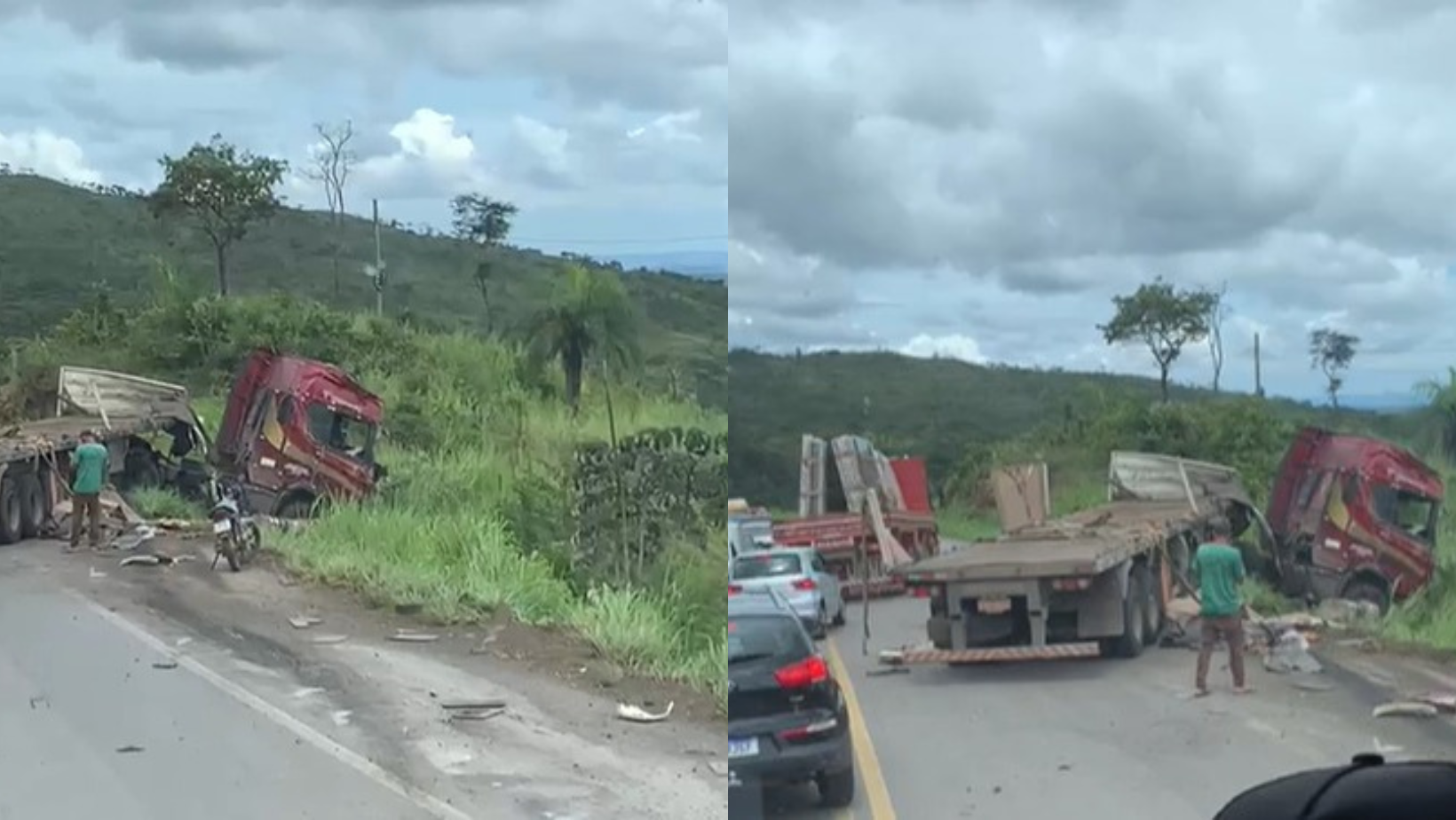 Vídeo: carreta tomba na BR-381 na altura de Ravena, no sentido BH