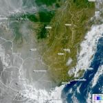 Satélite mostra fumaça de queimadas atravessando o Brasil